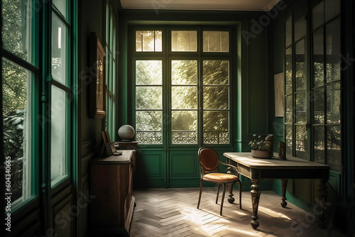 vintage green interior design of living room