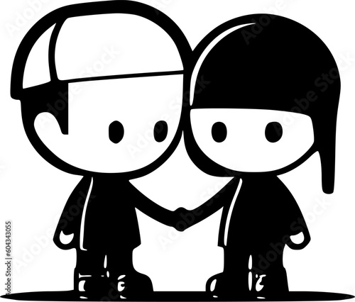 Friends | Black and White Vector illustration