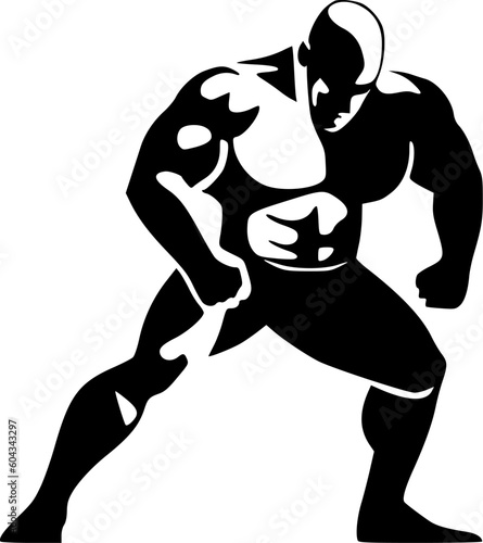 Wrestling | Black and White Vector illustration