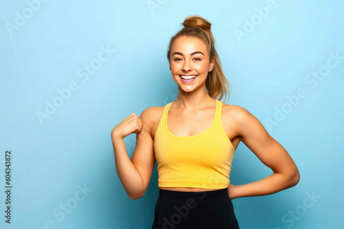 A beautiful young woman in fitness clothing. Generative AI © AIproduction