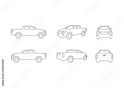 Car pickup truck icon line set isolated on the background. Ready to apply to your design. Vector illustration.
