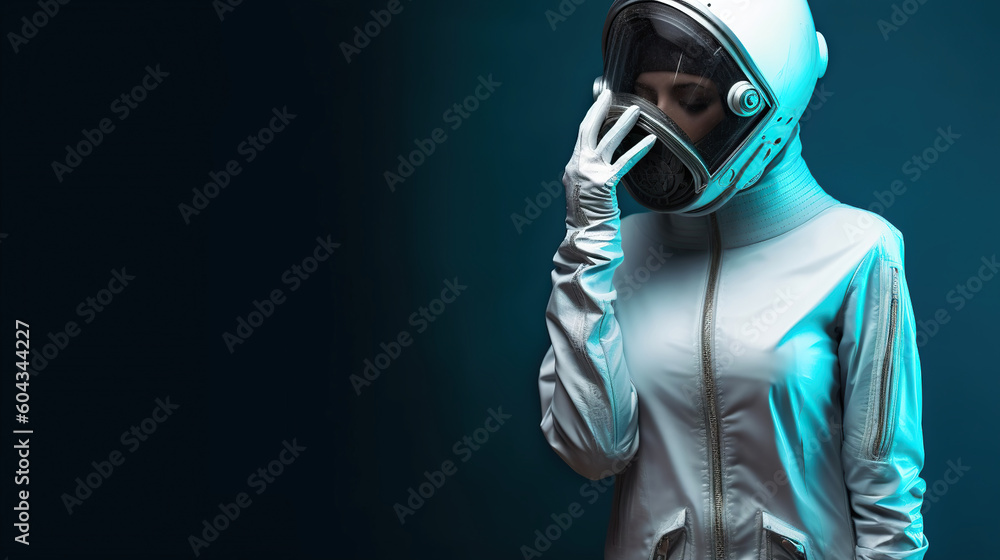 Woman wearing futuristic clothes, fashion model in futuristic looking style costume and mask, Generative AI Woman wearing futuristic clothes, fashion model in futuristic looking style costume and mask, Generative AI
