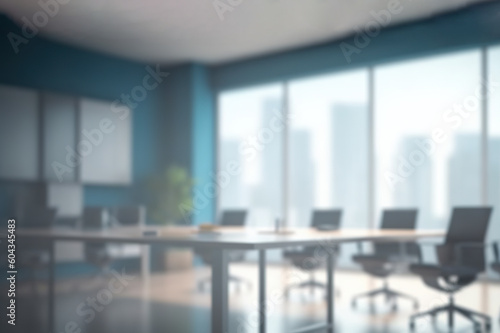 Blurred Modern Office Meeting Room with Cityscape for Business Presentations. created with Generative AI © photobuay