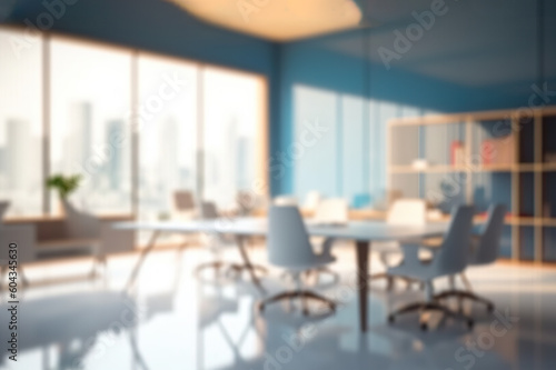 Blurred Modern Office Meeting Room with Cityscape for Business Presentations. created with Generative AI