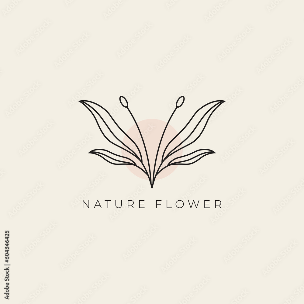 botanical plant leaf flower beauty logo design illustration
