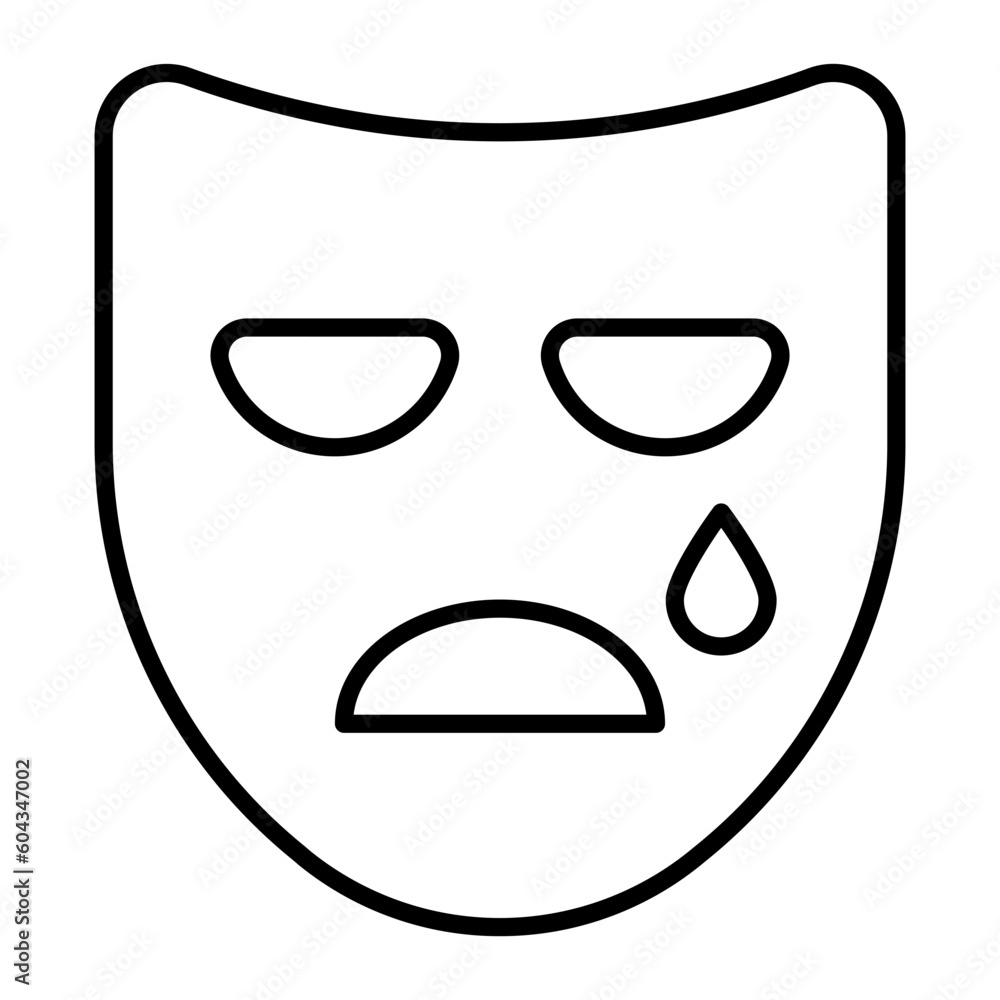 Naklejka premium Sadness Thin Line Icon