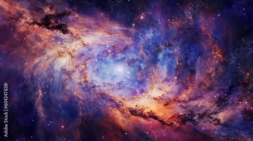 A cosmic swirl of nebulae and galaxies background. generative AI