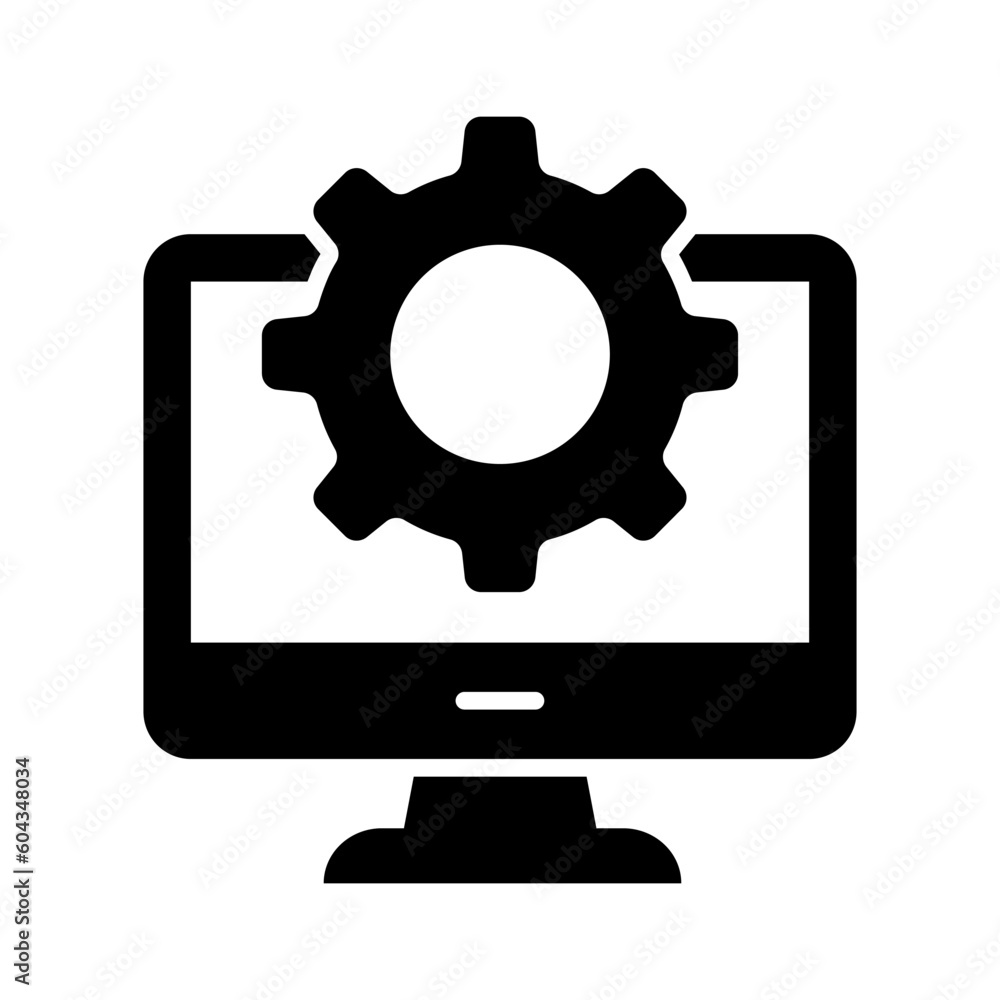 Computer setting vector design in trendy style, system configuration icon Computer setting vector design in trendy style, system configuration icon