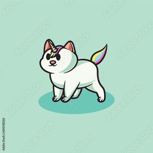 cute unicorn cat smiling cartoon illustration