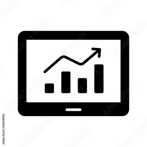 Growth chart on mobile tab showing concept vector of data statistics