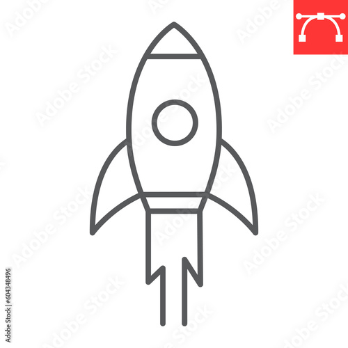 Rocket line icon, solution and business, startup vector icon, vector graphics, editable stroke outline sign, eps 10.