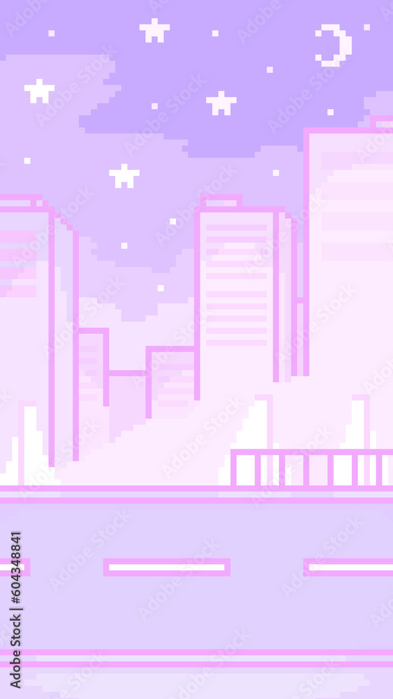 Fototapeta premium ピクセルアートな90sアニメ風待ち受け壁紙♪