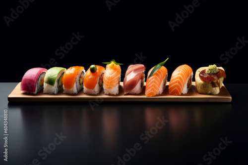 Delicious fresh sushi set. Generative ai