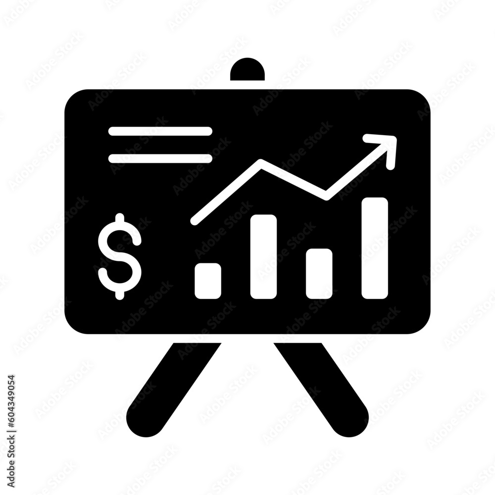 Data chart on board showing vector of presentation in trendy style, premium icon Data chart on board showing vector of presentation in trendy style, premium icon
