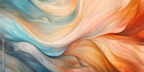 Dynamic curved lines with fluid flowing waves and curves. Abstract background. Generative AI