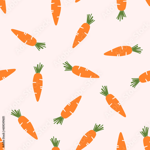 Seamless pattern with carrot on pink background. 