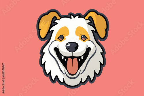 Vector illustration of a cute dog mascot head isolated on white background.