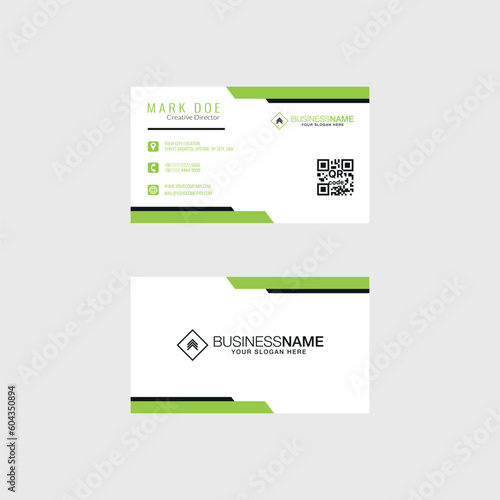 Green Business Card Template. Simple and Clean Design. Vector Illustration