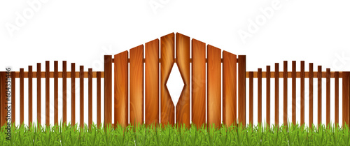 Wooden Fence Realistic Composition