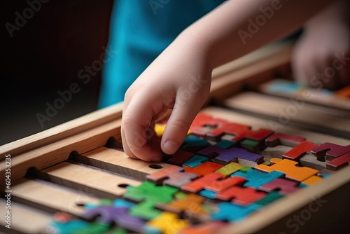 Jigsaw puzzle, kid playing game (Ai generated)