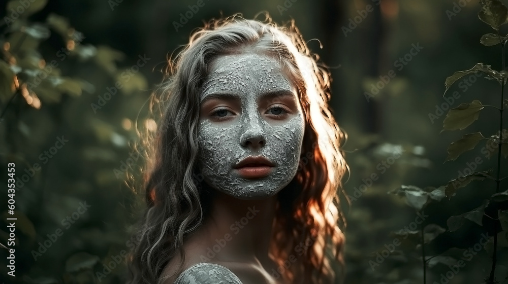 Cosmetic clay mask, skin care, Skin repair microbiome, clay skin treatment, by generative AI Cosmetic clay mask, skin care, Skin repair microbiome, clay skin treatment, by generative AI