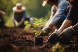 Growing Together: Dedicated Volunteers Planting Seedlings and Nurturing Nature's Promise, created with Generative AI