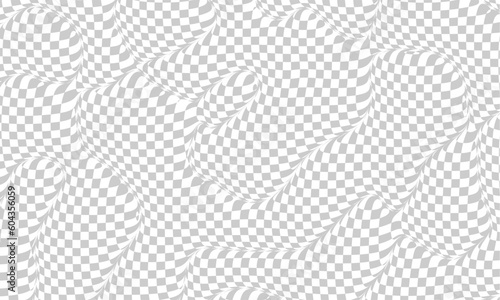 Stylish abstract wavy transparent photoshop background. Checker chess board square grid line gray and white vector background
