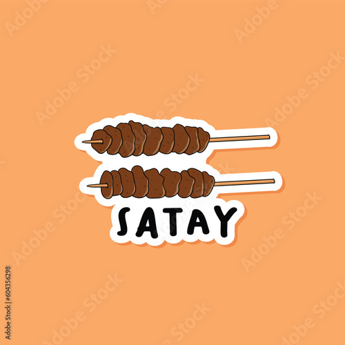 Colorful hand drawn satay sticker