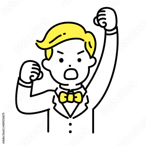 かわいい人物のイラストシリーズ _ 金持ちの男性 _ 抗議