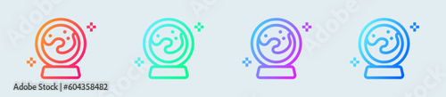 Crystal ball line icon in gradient colors. Magic sphere signs vector illustration.