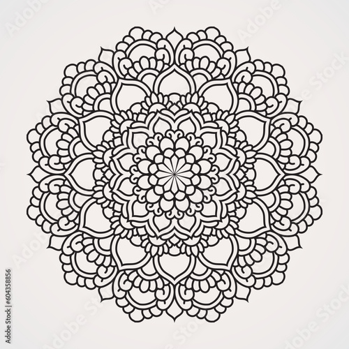 Circular pattern mandala with a combination of ornaments and flower shapes. suitable for henna, tattoos, photos, coloring books. islam, hindu,Buddha, india, pakistan, chinese, arab