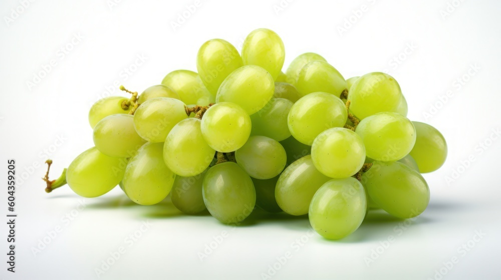 012_Green grapes fruit on a white background, Generative AI 012_Green grapes fruit on a white background, Generative AI