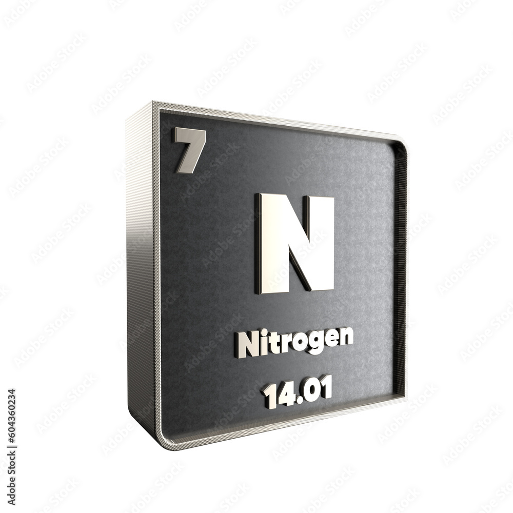 nitrogen chemical element black and metal icon with atomic mass and atomic number. nitrogen chemical element black and metal icon with atomic mass and atomic number.