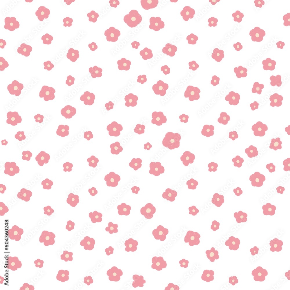 seamless pattern with pink flowers background.