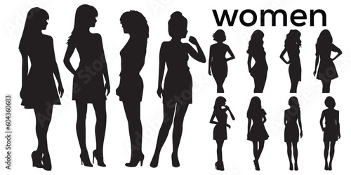 A set of silhouette women vectors.