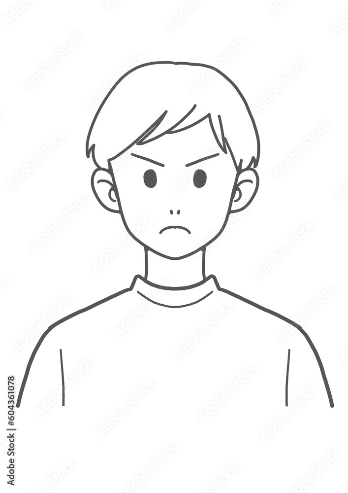 Tシャツの怒る男性(線画) Tシャツの怒る男性(線画)