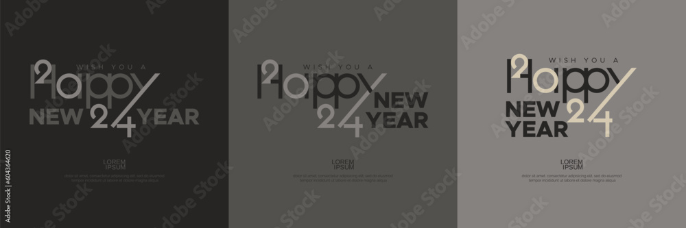 Happy new year 2024 with logo typography style on letters and numbers. Happy New Year 2024 inscriptions for print, t-shirts, posters, banners and social media templates Happy new year 2024 with logo typography style on letters and numbers. Happy New Year 2024 inscriptions for print, t-shirts, posters, banners and social media templates