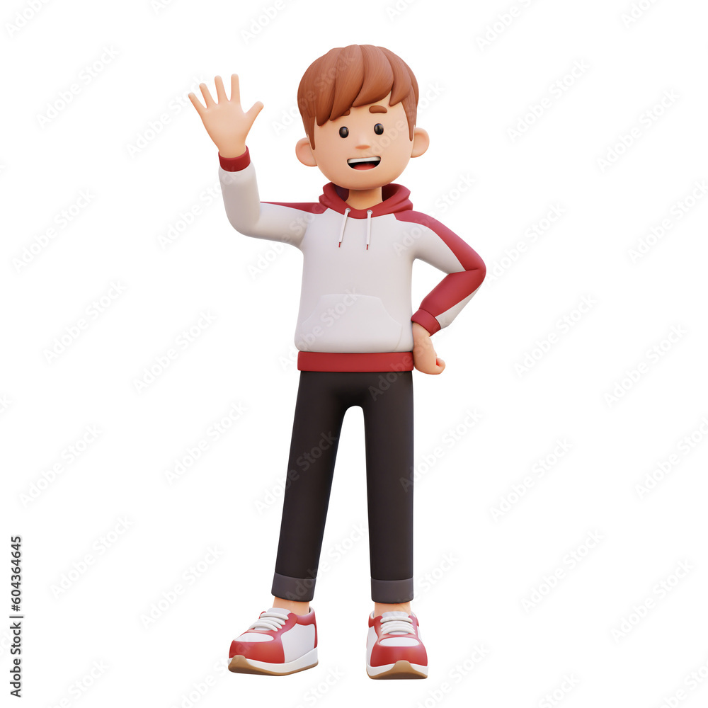 3d male character waving