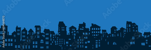 Vector illustration. City silhouette. houses with windows.