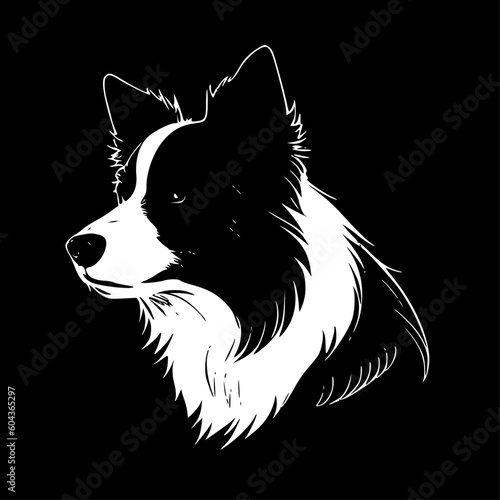 Border Collie | Black and White Vector illustration