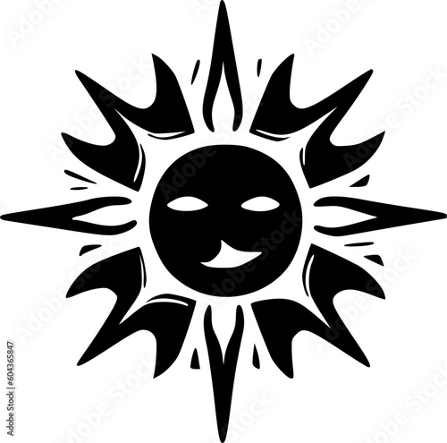 Sun - Black and White Isolated Icon - Vector illustration