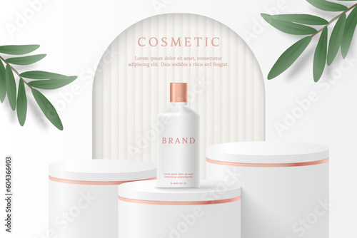 Cosmetics and skin care product ads template on white background.