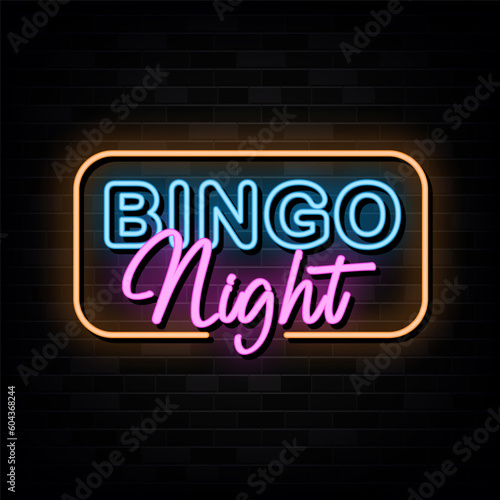 Bingo Night Neon Signs Vector Design Template Neon Style