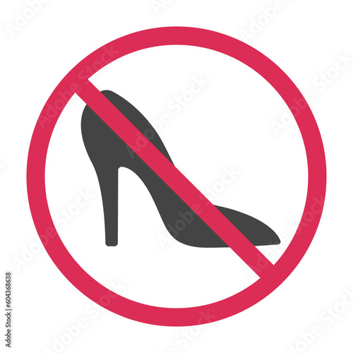 No high heels sign, high heels not allowed icon, prohibition and forbidden. Vector illustration