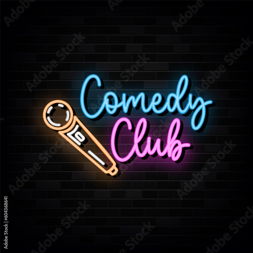 Comedy Club Neon Signs Vector. Design Template Neon Style