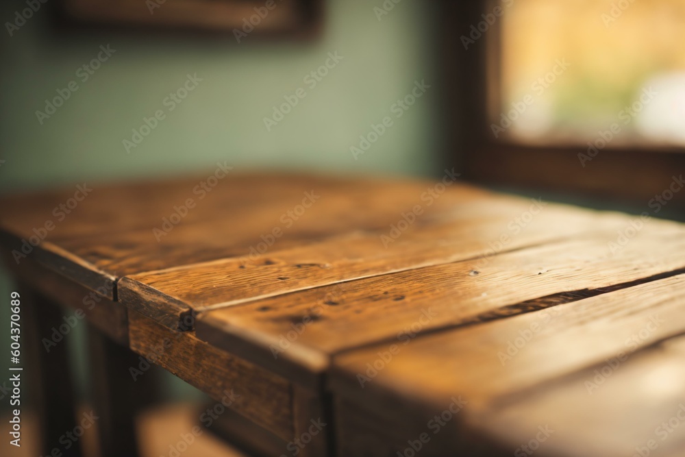 Rustic Charm: An Old Wooden Table with Bokeh Background. AI Generated. Rustic Charm: An Old Wooden Table with Bokeh Background. AI Generated.