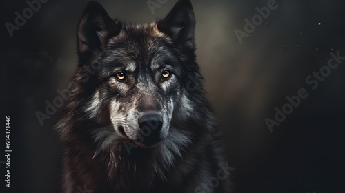 Animal Power - Creative and wonderful colored portrait of a wolf in front of a dark background that is as true to the original as possible and photo-like © bmf-foto.de