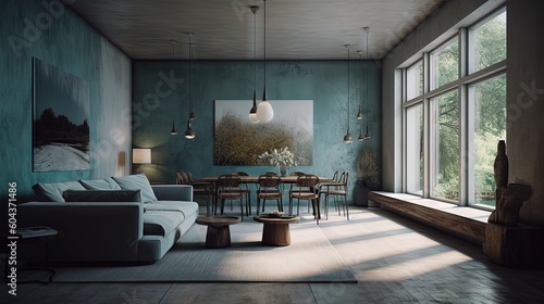 modern interior design - generative AI © enrico