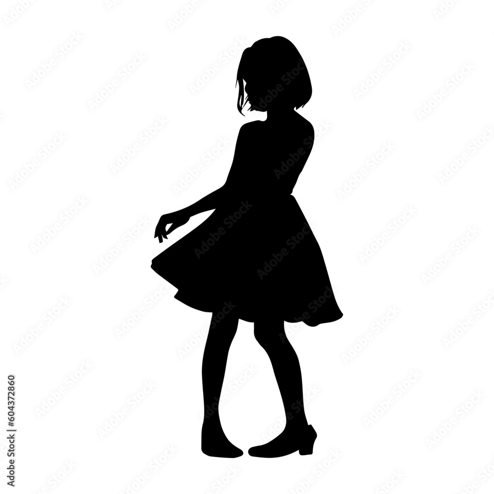 Vector illustration. Silhouette of a girl in a dress. Vector illustration. Silhouette of a girl in a dress.