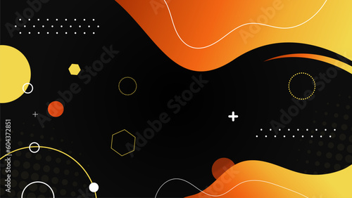 Flat Geometric Modern background with orange and black background Premium Vector